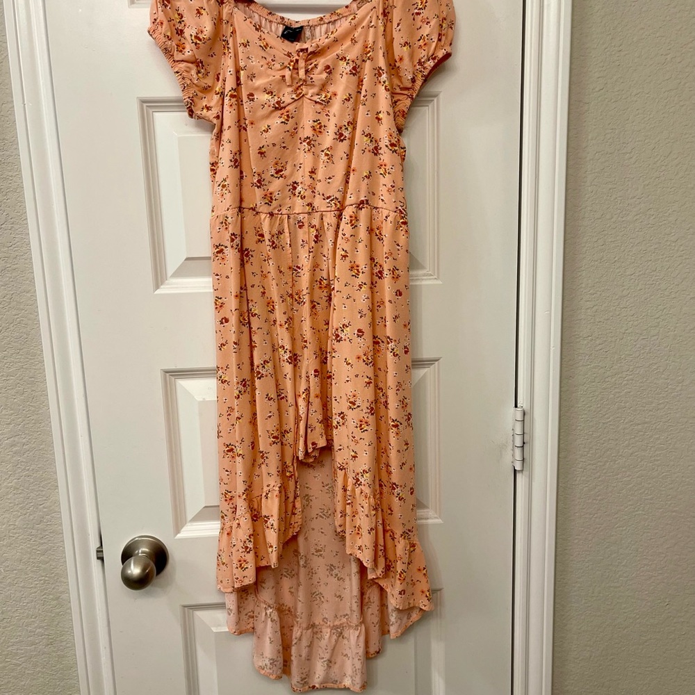 Floral Peach High-Low Dress